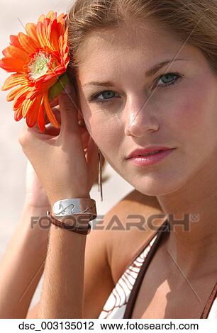 Beauty, Woman, Summer, Portrait, Outside, Flower View Large Photo Image Stock Image - Beauty, Woman, Summer, Portrait, Outside, Flower. Fotosearch
