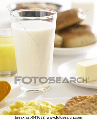 Stock Image - Breakfast, Eggs, Scrambled, Hash Browns, Sausage, Toast. Fotosearch