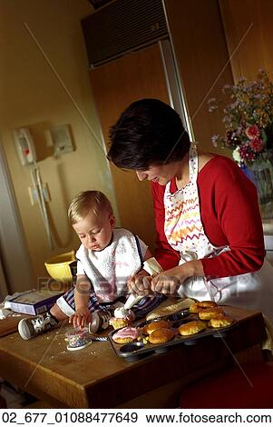 Child, At Home, Mother, Happy, Baking, Baby View Large Photo Image Stock Photo - Child, At Home, Mother, Happy, Baking, Baby. Fotosearch