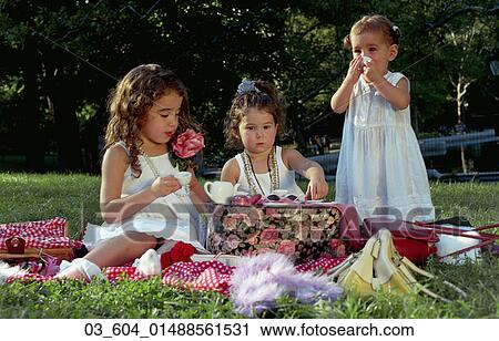 Child, Girl, Outside, Spring, Tea Party, Tea, Pretend View Large Photo Image Stock Image - Child, Girl, Outside, Spring, Tea Party, Tea, Pretend. Fotosearch