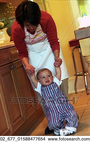 Child, Mother, Kitchen, At Home, Baby View Large Photo Image Picture - Child, Mother, Kitchen, At Home, Baby. Fotosearch