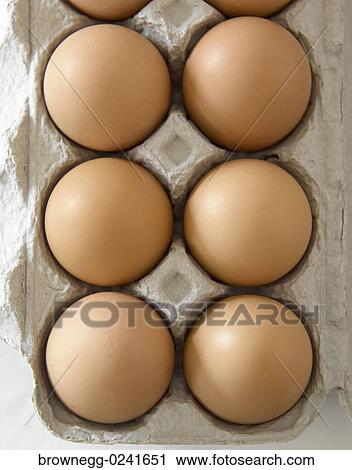Stock Image - Eggs, Brown, Dozen, Fresh, Carton. Fotosearch