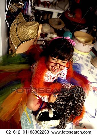 Stock Image - Eye Glasses, Caucasian, Dress Up, Costume, Child, Girl, 7_9. Fotosearch