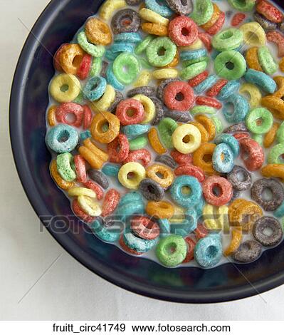 Food, Breakfast, Fruit Loops, Milk, Black Bowl, Multicolored View Large Photo Image Stock Photo - Food, Breakfast, Fruit Loops, Milk, Black Bowl, Multicolored. Fotosearch