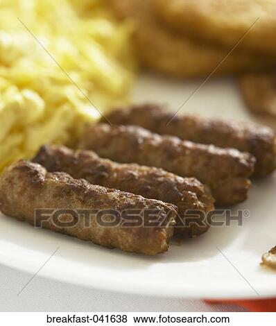 Food, Breakfast, Sausage, Links, Plate, Scrambled Eggs View Large Photo Image Stock Photo - Food, Breakfast, Sausage, Links, Plate, Scrambled Eggs. Fotosearch