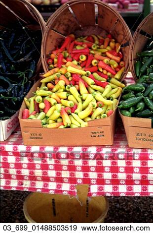 Food, Spring, Outside, Yellow, Red, Peppers, Bushel View Large Photo Image Stock Photo - Food, Spring, Outside, Yellow, Red, Peppers, Bushel. Fotosearch