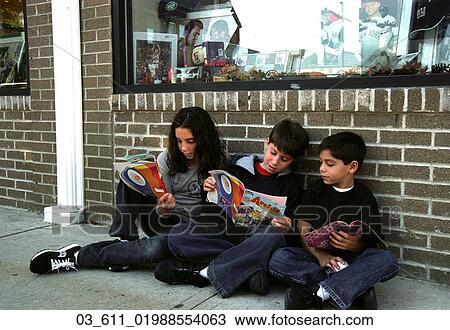 Friends, Child, Children, Reading, Outside, Comics, Autumn View Large Photo Image Stock Image - Friends, Child, Children, Reading, Outside, Comics, Autumn. Fotosearch