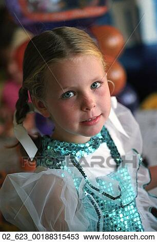 Stock Image - Happy, Autumn, Caucasian, Costume, Girl, Halloween. Fotosearch