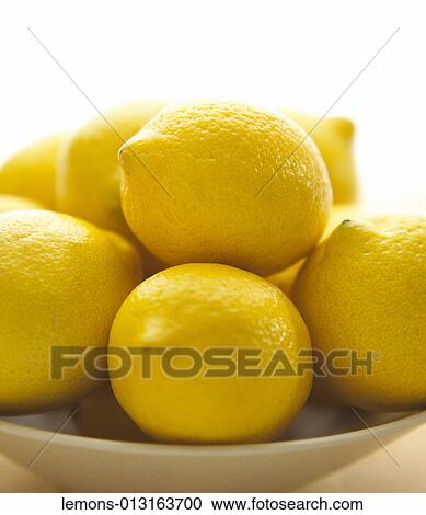 Stock Image - Lemons, Bowl, Many, Yellow, Fruit, Fresh, Produce. Fotosearch
