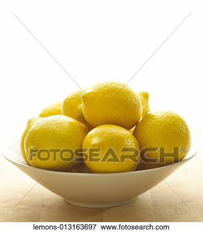 Stock Photo - Lemons, Bowl, Many, Yellow, Fruit, Fresh, Produce. Fotosearch