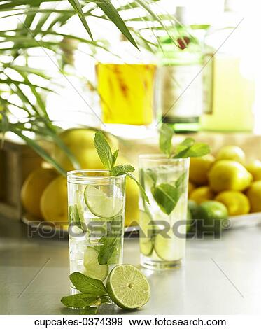 Lime, Lemon, Mojito, Cocktail, Ice, Green, Herb View Large Photo Image Stock Photo - Lime, Lemon, Mojito, Cocktail, Ice, Green, Herb. Fotosearch