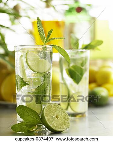 Lime, Lemon, Mojito, Cocktail, Ice, Green, Herb View Large Photo Image Stock Photo - Lime, Lemon, Mojito, Cocktail, Ice, Green, Herb. Fotosearch
