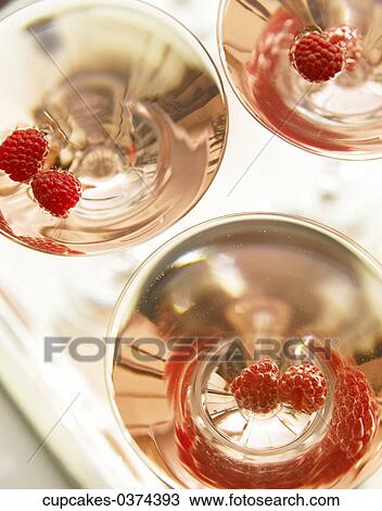 Stock Image - Martini Glass, Raspberries, Red, Many, Fruit, Cocktail. Fotosearch