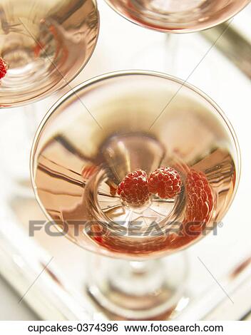 Stock Photograph - Martini Glass, Raspberries, Red, Many, Fruit, Cocktail. Fotosearch