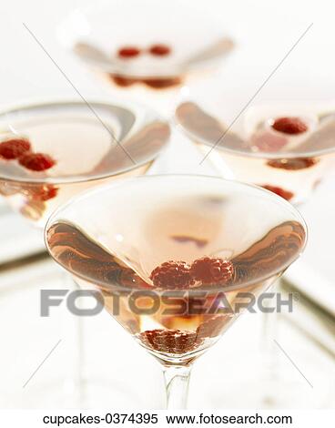 Stock Photography - Martini Glass, Raspberries, Red, Many, Fruit, Cocktail. Fotosearch