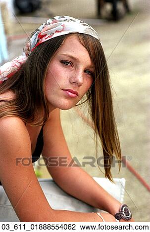 Outside, Summer, Girl, Sitting, Head Scarf, Bandana View Large Photo Image Stock Image - Outside, Summer, Girl, Sitting, Head Scarf, Bandana. Fotosearch
