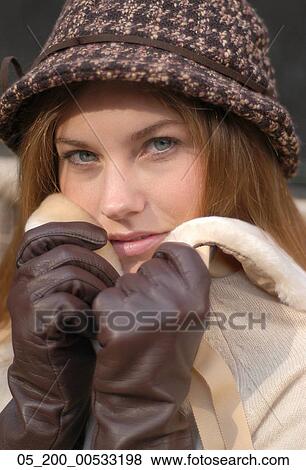 Outside, Woman, Winter, Portrait, Trendy View Large Photo Image Stock Photo - Outside, Woman, Winter, Portrait, Trendy. Fotosearch