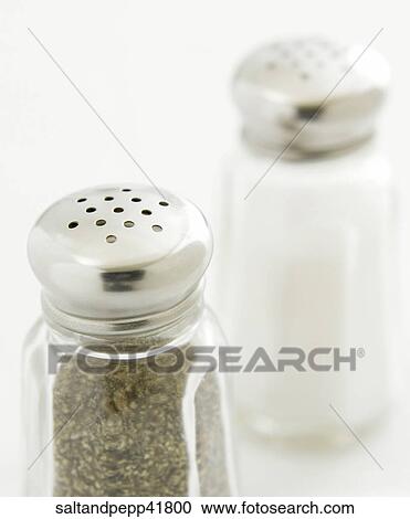 Stock Image - Salt, Pepper, Shakers, Seasonings, Spices. Fotosearch