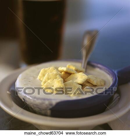 Soup, Creamy, Clam Chowder, New England, Bowl, Spoon View Large Photo Image Picture - Soup, Creamy, Clam Chowder, New England, Bowl, Spoon. Fotosearch