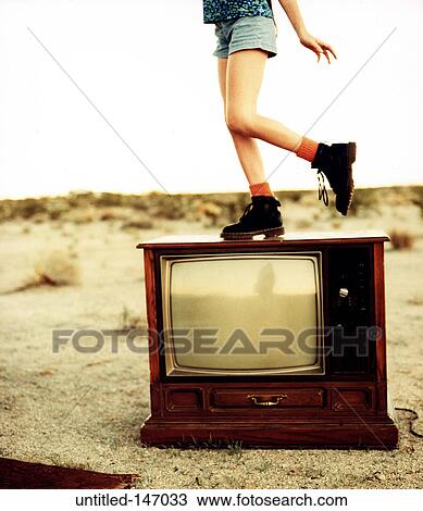 Stock Image - Still Life, Concept, Conceptual, Woman, Television. Fotosearch