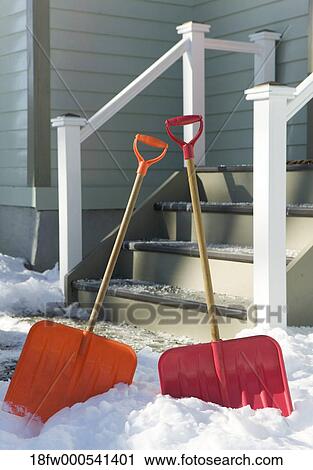 Stock Image - Still Life, Snow, Snowy, Winter, Shovel, Shovels, Steps. Fotosearch