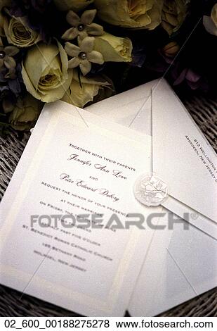 Stock Photo - Wedding, White, Plants, Flowers, Invitation, Invite. Fotosearch