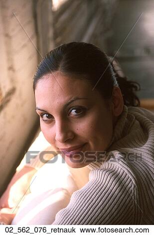 Woman, Happy, Inside, Winter, Sweater, Beige View Large Photo Image Stock Image - Woman, Happy, Inside, Winter, Sweater, Beige. Fotosearch