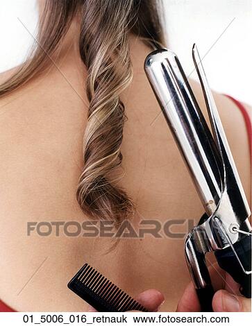 Woman Inside Hair Dresser Hair Salon Style Styling Tongs