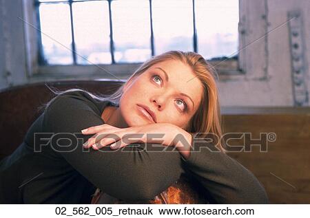 Woman, Pensive, Relaxing, Inside, Thinking, Contemplating, Leaning View Large Photo Image Stock Image - Woman, Pensive, Relaxing, Inside, Thinking, Contemplating, Leaning. Fotosearch