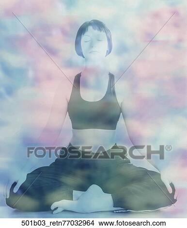 Woman, Yoga, Inside, Conceptual, Meditation, Mediating View Large Photo Image Picture - Woman, Yoga, Inside, Conceptual, Meditation, Mediating. Fotosearch