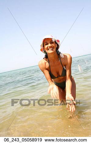 beach, beauty, bikini, dark, hair, nature, outside View Large Photo Image Stock Photo - beach, beauty, bikini, dark, hair, nature, outside. Fotosearch