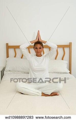 Stock Image - bedroom, home, yoga, image. Fotosearch