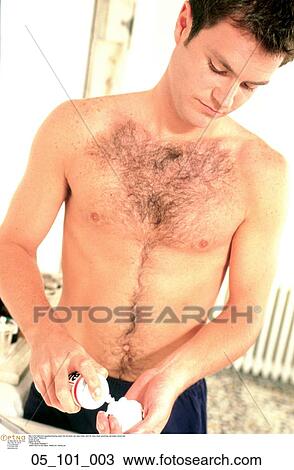 Stock Image - can, chest, shirt, off, hairy, chest. Fotosearch
