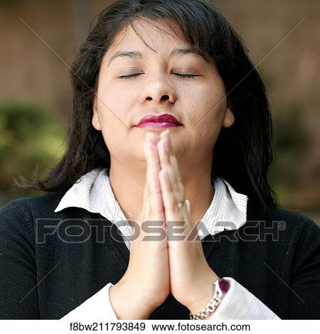 Gesturing, Praying, Woman, Middle, Age, Latin, Meditation View Large Photo Image Stock Photo - Gesturing, Praying, Woman, Middle, Age, Latin, Meditation. Fotosearch