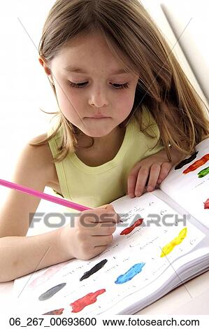girl, pencil, paper, writing View Large Photo Image Stock Image - girl, pencil, paper, writing. Fotosearch