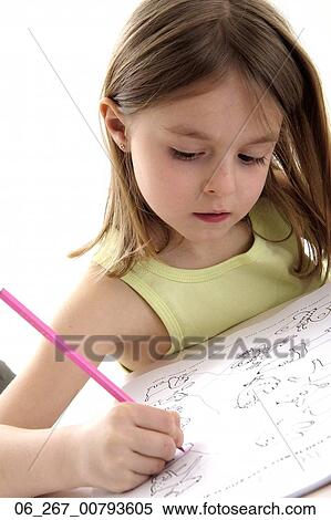 girl, pencil, paper, writing View Large Photo Image Stock Photography - girl, pencil, paper, writing. Fotosearch
