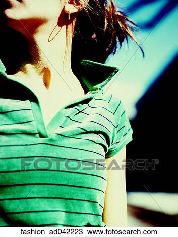 Stock Image - Green, Stripes, Shirt, Fashion. Fotosearch