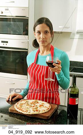 holding, glass, red, wine, pizza View Large Photo Image Stock Image - holding, glass, red, wine, pizza. Fotosearch