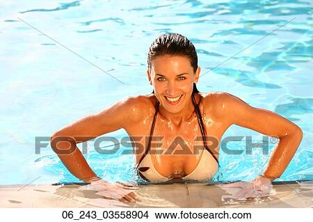 outside, season, summer, swimming, pool, wet, woman View Large Photo Image Picture - outside, season, summer, swimming, pool, wet, woman. Fotosearch