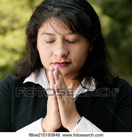 Praying, Woman, Color, Middle, Age, Latin, Meditation View Large Photo Image Stock Photograph - Praying, Woman, Color, Middle, Age, Latin, Meditation. Fotosearch