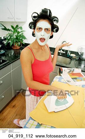 wearing, face, mask, hair, rollers View Large Photo Image Stock Image - wearing, face, mask, hair, rollers. Fotosearch