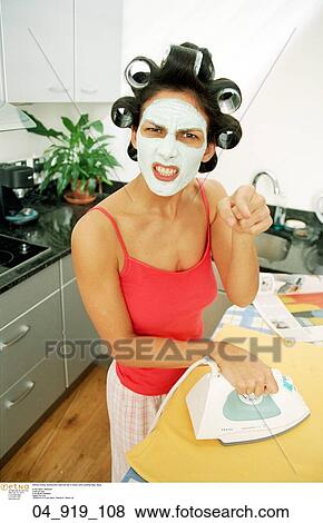 wearing, face, mask, hair, rollers View Large Photo Image Stock Photo - wearing, face, mask, hair, rollers. Fotosearch
