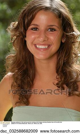 Stock Photo - woman, outside, smile. Fotosearch