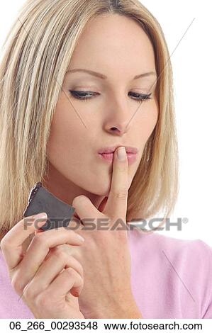 Stock Photo - woman, portrait, snack. Fotosearch