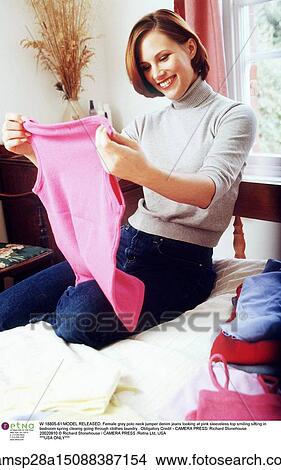 Picture - autumn, indoors, european descent, clothed, at home. Fotosearch