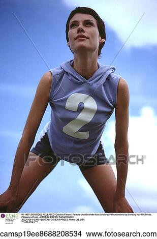 Picture - european descent, short brunette hair, people, health, active. Fotosearch