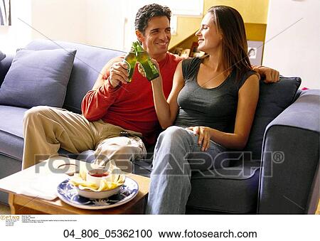 Indoors, Couple, Toasting, Happy, Inside, Woman, At Home View Large Photo Image Stock Image - Indoors, Couple, Toasting, Happy, Inside, Woman, At Home. Fotosearch