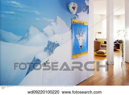 Stock Image - murals, light and airy, paint techniques, unusual, wall treatments, modern style, artwork. Fotosearch