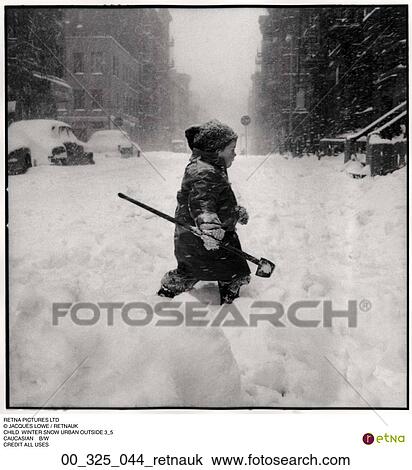 Stock Image - outside, winter, playing, child, toddler, Jacket, Coat. Fotosearch
