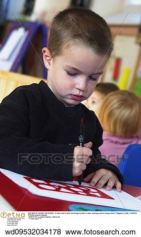Stock Photo - vertical image, nursery, people, kindergarten, playschool, under 10, 3-5 years. Fotosearch